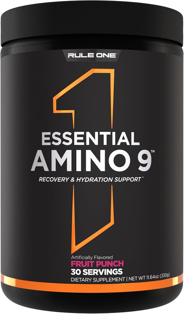 כלל 1 חיוני Amino 9 - התאוששות ושיקום תמיכה עם 7.5g של חומצות אמינו חיוניות + אלקטרוליטים (30 משרתים, פירות פונץ')