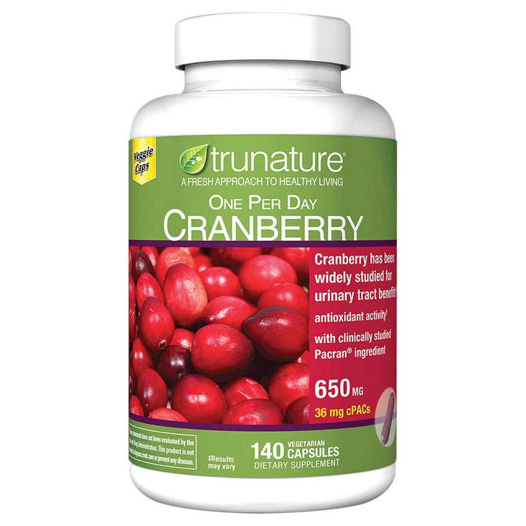 trunature Cranberry 650 מ"ג, 140 קפסולות צמחוניות (3 Pack)