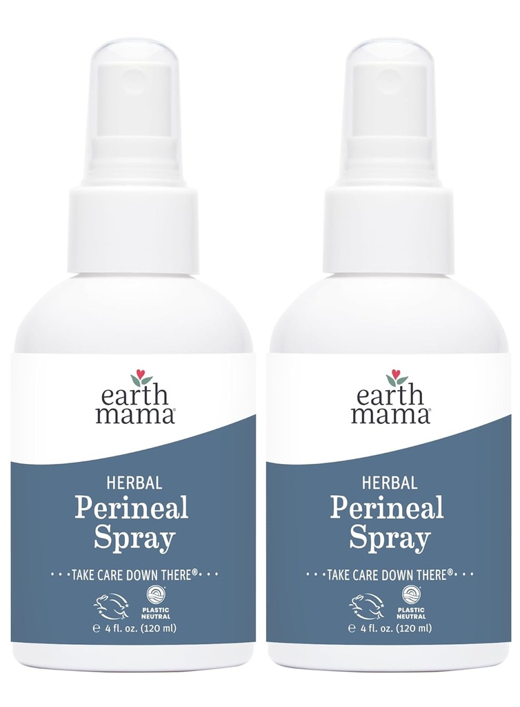 Earth Mama Herbal Perineal Spray | Safe for Pregnancy and Postpartum Recovery, Witch Hazel Natural Cooling Spray for After Birth Feminine Care Essentials, No Benzocaine or Butane, 4Fl oz (2-Pack)