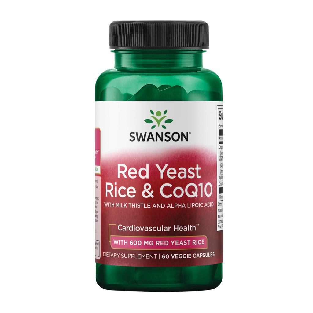 Swanson Red Yeast Rice & CoQ10 עם שביל חלב ו-Alpha Lipoic Acid 60 Veg כמוסות