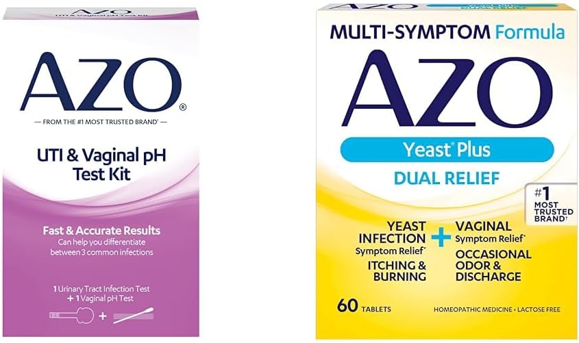 AZO Urinary Tract זיהומים Test Strip + Vaginal pH Test Kit + Yeast זיהומים & Vaginal Symptom טבליות, 60 Count
