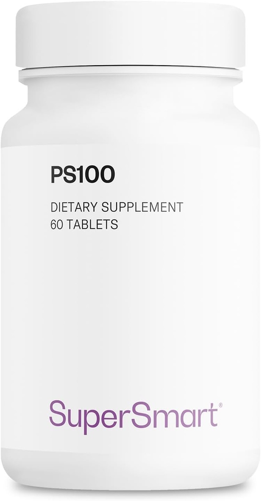 SuperSmart - PS100 תוסף 300 מ"ג ליום (Phosphatidylserine) - Brain Health & Protect - תמיכה בזיכרון | Non-GMO & Gluten Free - 60 טבליות