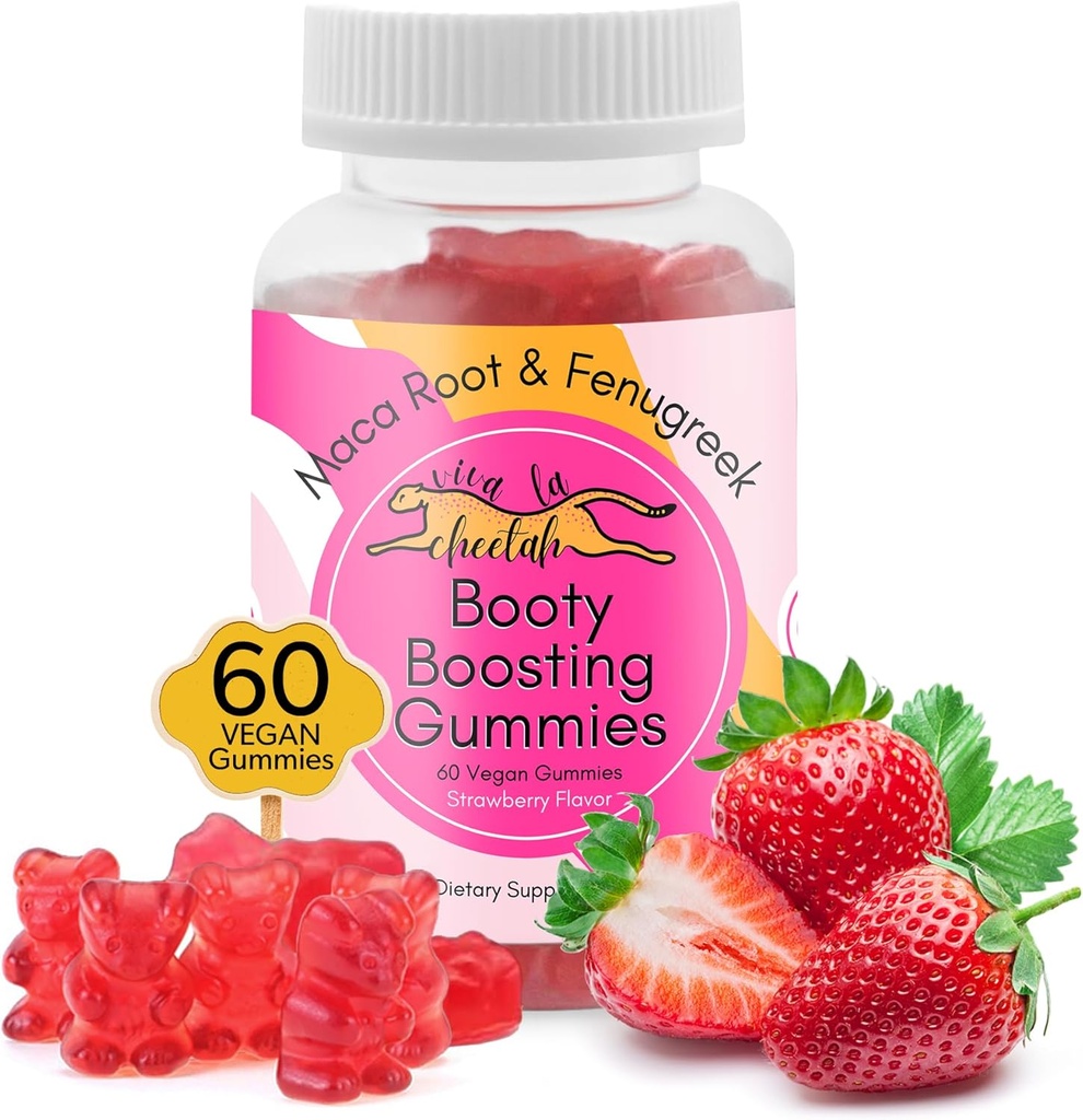 Booty Enhancing Gummy תוסף, Big Butt Enhancer, Workout Support, Multivitamin for Women, Natural Glute Boost ויטמינים עבור Curvy Shape & Max Gains, 60 חניכיים טבעוניות