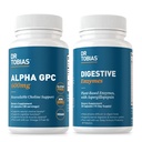ד"ר טוביאס אלפא GPC & Digestive Enzymes - תמיכה פונקציונליות קוגניטיבית וכל יום Gut בריאות עם תוסף ביו זמין ו Premium Enzymes for Digest, non-GMO