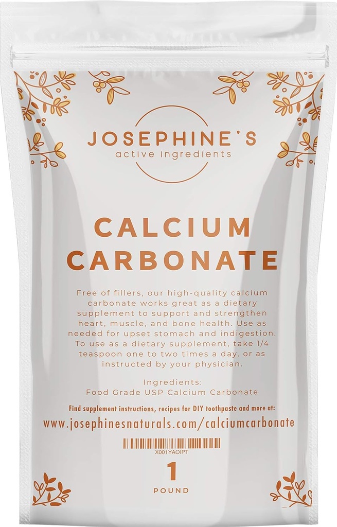 המרכיבים הפעילים של ג'וזףין: Calcium Carbonate אבקה - תוספי מזון, קרם לבבורן הקלה, ingredient for DIY Toothpaste ו- Chalk Paint - 1 lb