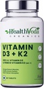אורגנים ויטמין D3 (600 IU) + ויטמין K2 כתוסף MK7 (55mcg) | 60 טבליות Veg תמיכה עצמות בריאות, Boosts Immune System & Joint Health