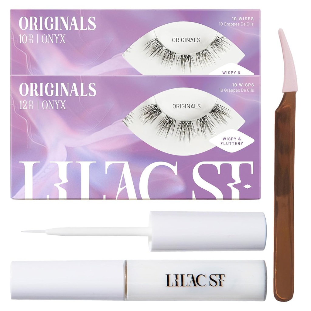 Lilac St - Originals Starter Kit - כולל Natural Faux eyelash Clusters (10mm & 12mm), Clear Lash Glue, & Lash Applicator - Light Weight & Lifelike - Lasts 10 ימים - Cruelty Free, טבעוני 20 Lashess