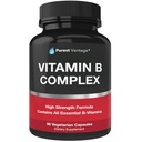 ויטמין B מורכב ויטמין B12, B1, B2, B3, B5, B6, B7, B7, B9, Folic Acid - Super B Complex ויטמינים לנשים, גברים, מבוגרים - 90 קפסולות צמחוניות