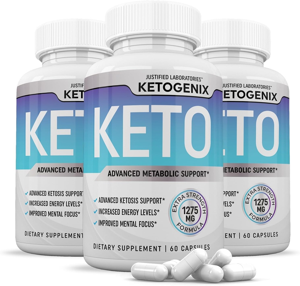 (3 Pack) Ketogenix Keto Pills 1275MG New & משופר פורמולה מכיל Apple Cider Vinegar נוסף אבקת שמן זית בתולה