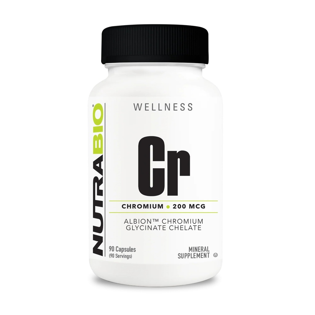 NutraBio Chelated Chromium GFT - 200 mcg - 90 קפסולות ירקות