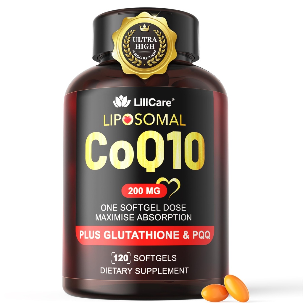 CoQ10-200 מ"ג-Softgels, 120 משרתות Liposomal CoQ10 PQQQQQ & Black Pepper לחלץ עבור Absorption המקסימלית - Ultra Ubiquinone Coenzyme Q10 תמיכה פוטנציאלית אנטי-חמצן עוצמה