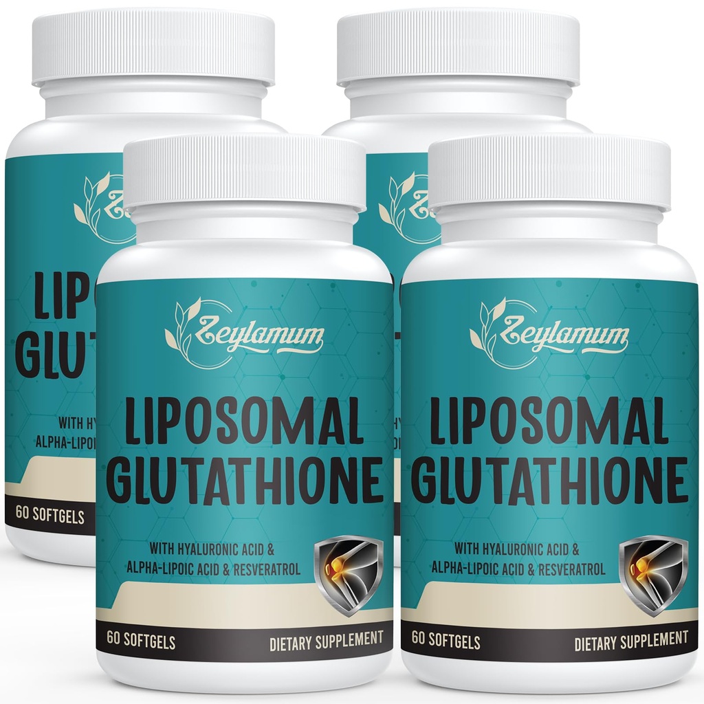 2400 MG Liposomal Glutathione Softgels, Max Absorption, Active Form L-Glutathione מופחת (GSH), עם Hyaluronic Acid, Resveratrol, Master Antioxidants for Detox, Brain, Immune System, 240 Softgels, Softgels