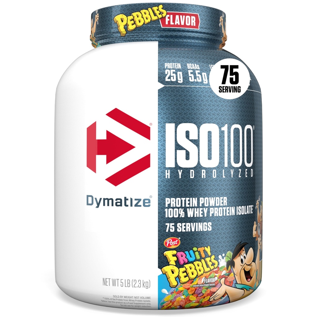 Dimatize x פירותy Pebbles ISO100 אבקת חלבון Whey חלבון Isolate, 25g של חלבון, 5.5g BCAAs, 120 קליפורניה, Gluten חינם, 1g שומן, 1g סוכר, 2g Carb (75 משרתים)