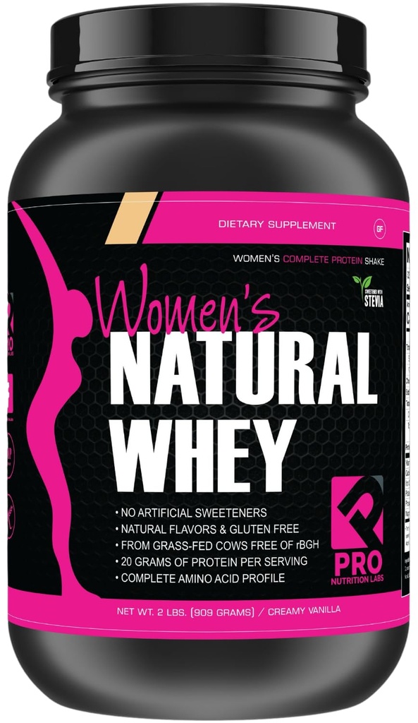 אבקת חלבון Whey עבור נשים וניל אבקה - דלת Carb Gluten-Free Grass-Fed rBGH-Free - תומך ירידה במשקל - Natural Stevia Sweetened חלבונים שקד, 20g (Creamy Vanilla, 2lb)