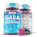 GABA Gummies 500 מ"ג - סוכר חינם Calm Gummies עם L Theanine, 5-HTP, ויטמין D3, B12, Ashwagandha, Melatonin-Free for Brain Calm, Mood, Zzz Better, GABA for Adult, Blueberry Flavor, טבעוני
