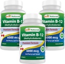 Best Naturals ויטמין B-12 כמו Methyylobalamin (Methyl B12, 6000 mcg 60 טבליות sublingual Tablet (60 Count (Pack of 3))