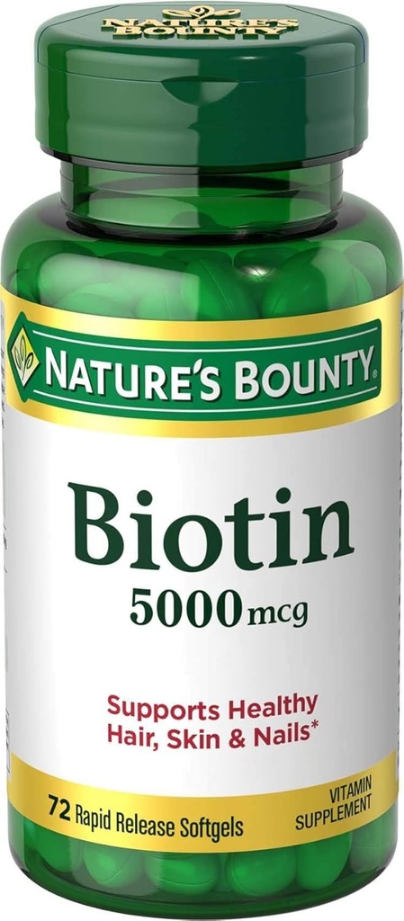 Nature's Bounty Biotin 5000 mcggנוזל Softgels 72 ea (Pack of 5)