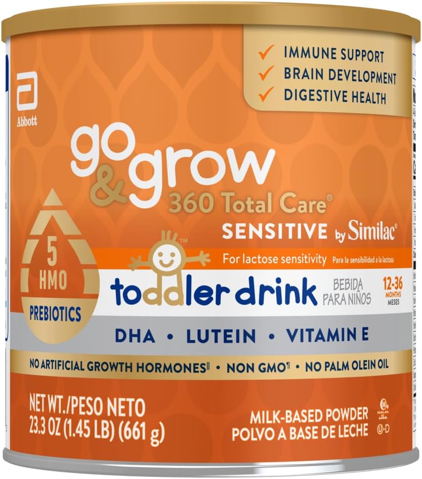 Go & Grow 360 Total Care Sensitive של Similac טומל משקאות עם 5 HMOs, אבקה, 23.3-oz יכול