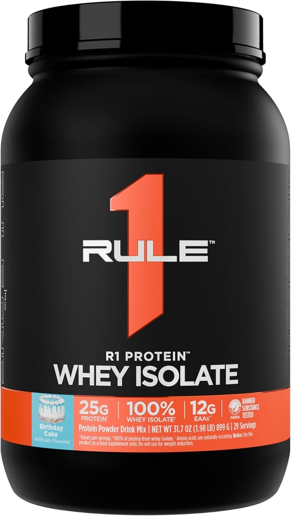 כלל 1 חלבון R1 חלבון Whey Isolate - עם 25g חלבון ו 6g BCAA באופן בלעדי ממקורות מבודדים ו Hydrolyzed עבור Workout Recovery (2 פאונד)