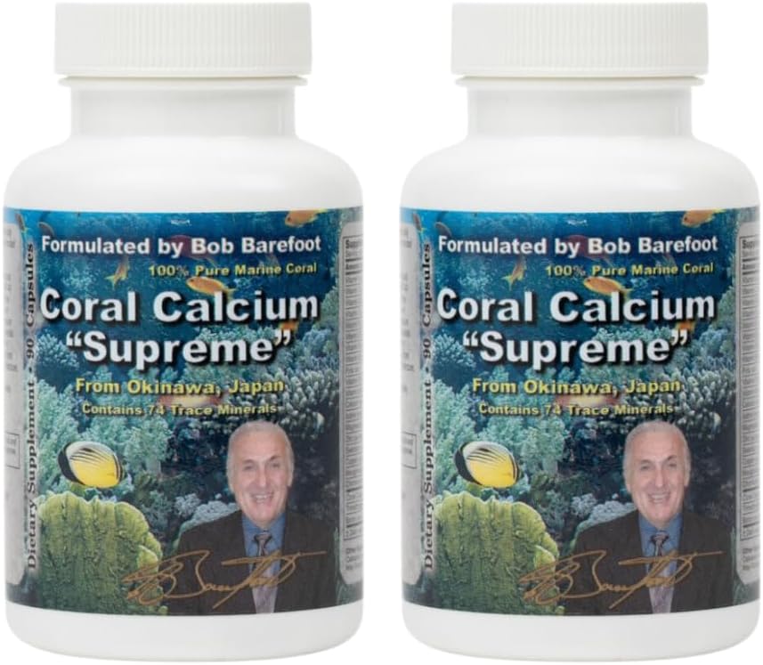 Bobs Best Coral Calcium העליון I 100% Pure Marine אלמוג, 74 Trace מינרלים I 90 קפסולות, Pack of 2