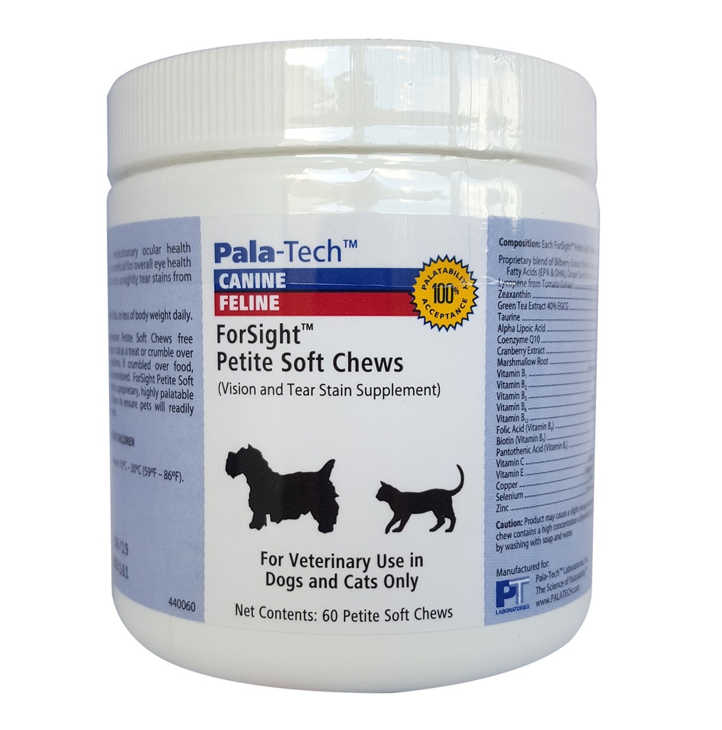 PalaTech Canine/Feline Forsight Petite Soft Chews - Tear Stain Chews for Dogs - Canine Eye תוסף - תמיכה ב- Eye Health - Perfect for Cat & Dog Eye Treatment