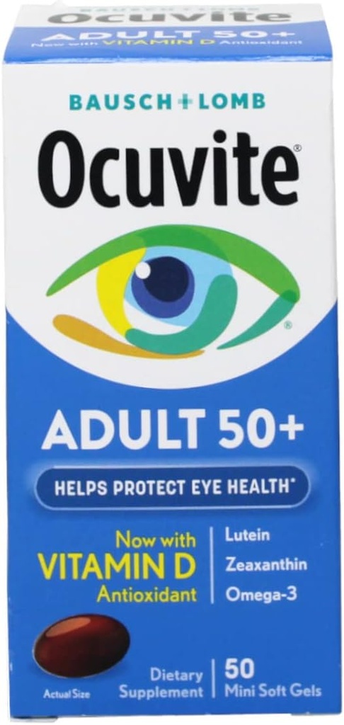 Ocuvite למבוגרים 50+ ויטמין עיניים ומינרלים תוספי Lutein, Zeaxanthin ואומגה 3, 50 Count (Pack of 10)