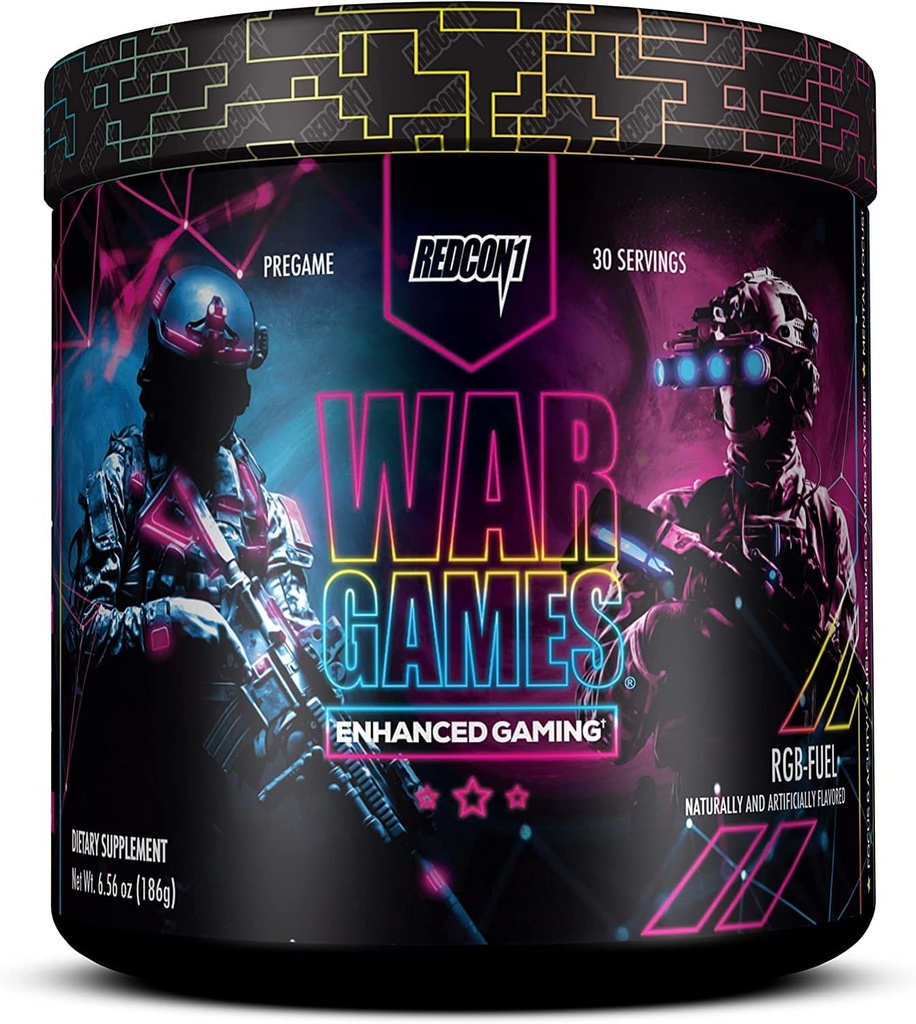 REDCON1 War Games, RGB-Fuel - Keto Friendly Focus Formula - Focus Supplement with Nootropics + Green Tea Extract - Low Caffeine Yerba מאט עם TeaCrine & Dynamine (30 משרתים)