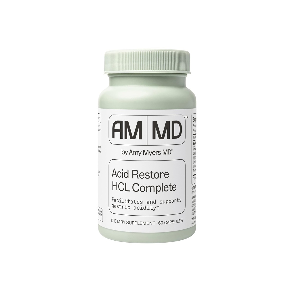 איימי מאיירס MD Acid משוחזר עם Betaine & HCL - תוספת לתמיכה בריאות Digestive & Gut - עם Slippery Elm Bark - non-GMO, Gluten-Free & Non-Dairy - 60 קפסולות (60 משרתים)