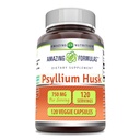 פורמולה מדהימה Psyllium Husk 750mg Veggie קפסולות תוספת | Non-GMO | Gluten Free | Made in USA | מתאים עבור Vegetarians (120 Count)