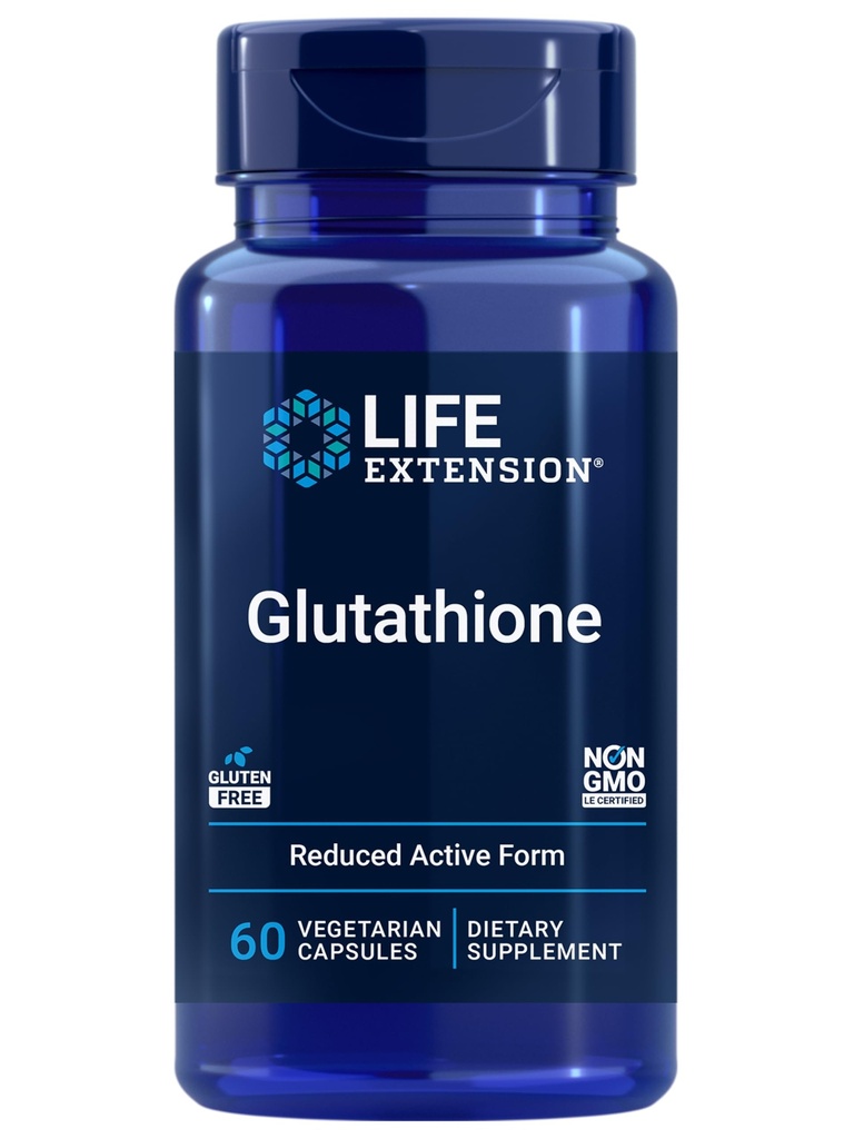 Life Extension Glutathione 500 מ"ג - קפסולות Glutathione, תוסף Antioxidant, מתח Oxidative, Active הקטנת טופס - Gluten-Free, non-GMO, Vegetarian - 60 קפסולות