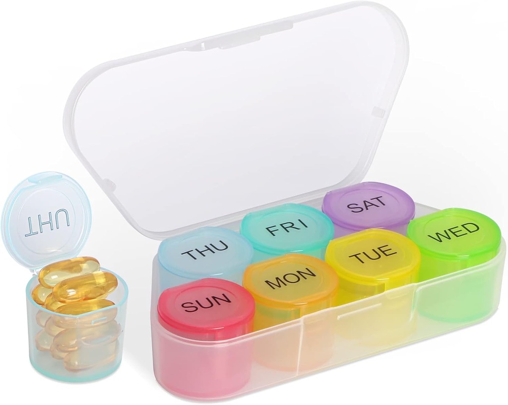 NatureTouch Weekly Pill מארגנת, BPA Free Medicine Productionser Rainbow 7 Day Pill Box, Daily Portable Pill Conatainer for Pills/Vitamin/Fish Oil/Supplements[עריכת קוד מקור | עריכה]