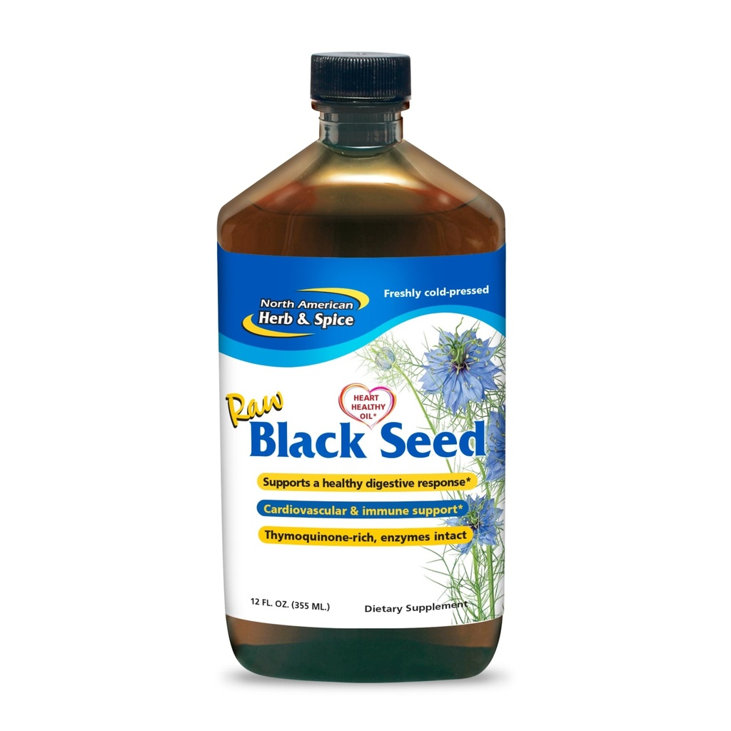 North RICAN HERB & SPICE Black Seed Oil - 12 fl oz - תמיכה תזונתית & Immune - מכיל Oregano Oil & Rosemary Oil - Non-GMO - 72 משרתים