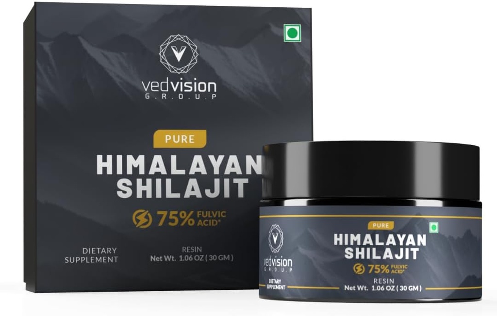 Pure ההימלאיה Shilajit Resin, 400 מ"ג גבוה עוצמה עם 75%+ Fulvic Acid & 85 + Trace מינרלים, Pure Shilajit עבור גברים ונשים - עם דוח מבחן מעבדה - 75 משרתים