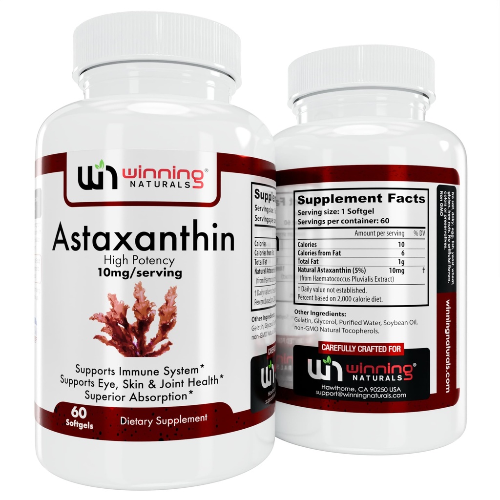 Astaxanthin 10 מ"ג Softgels, 60 Count (Pack of 1)