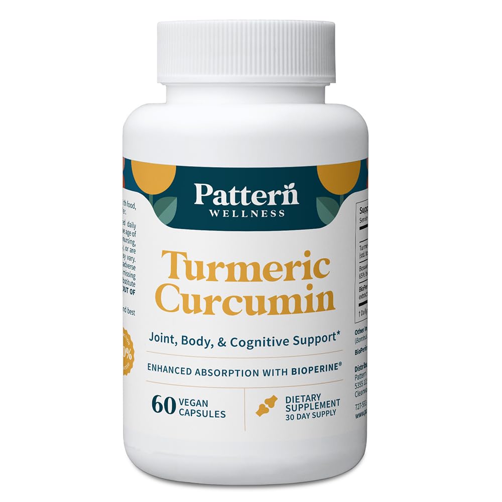 דפוס בריאות Turmeric Curcumin - 1300 מ"ג - 95% Curcuminoids עם BioPerine® Black Pepper - Joint, Cognitive & Immune Support - Non-GMO, Gluten Free - 60 קפסולות