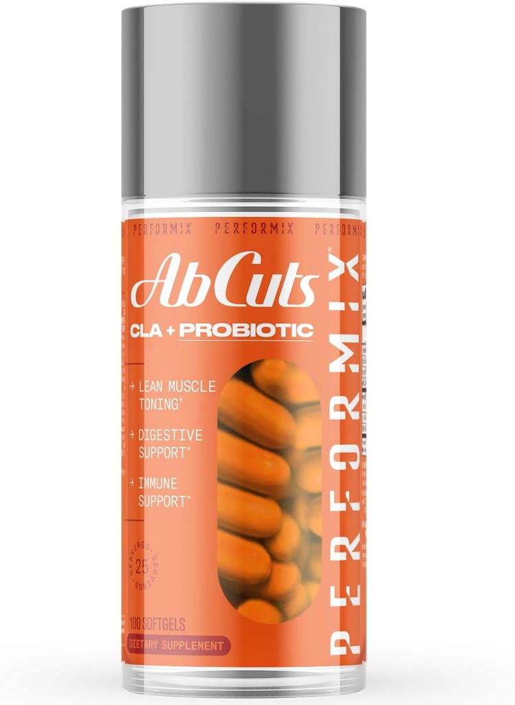 PERFORMIX - AbCuts CLA + Probiotics - Fitness Goals - תומך צמיחה שרירי Lean ו Gut בריאות - אנרגיה & Endurance - בריאות מזיקה - נשים וגברים - 100 Soft Gels