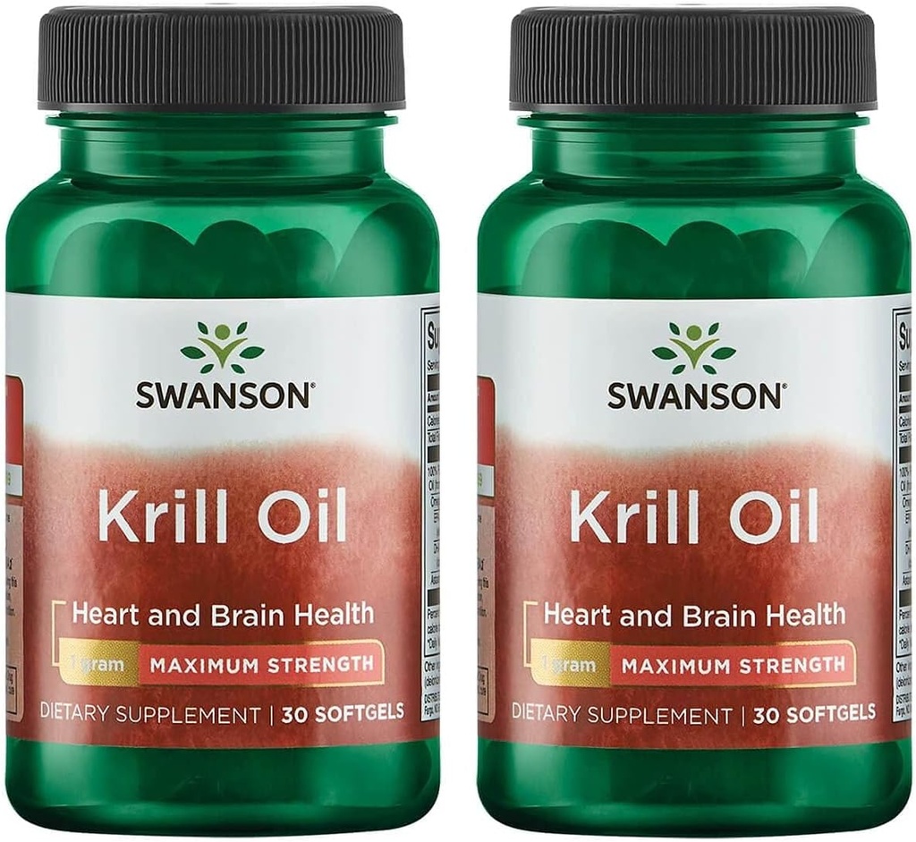 Swanson EFAs- קריל שמן - כוח מקסימלי - 1 גרם, 30 Softgels (2 Pack)