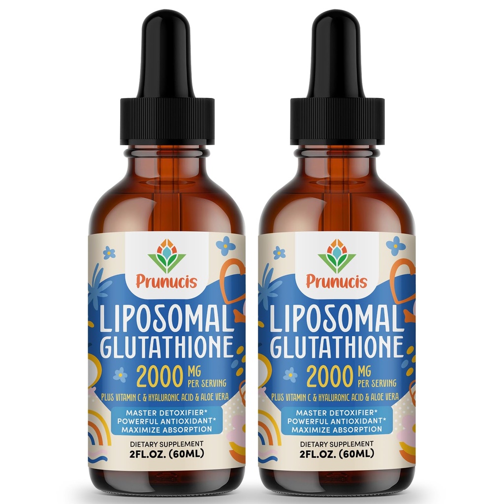 2000MG Liposomal Glutathione נוזל, 98% Absorption, Active Form L-Glutathione תוסף, טבעוני ידידותי, אנטי-חמצן Powerful Antioxidant Complex for Immune System, Aging Defense, Detox, 4 FL.OZ