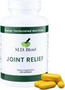 M.D. Joint Relief - מומחה פורמולה תוספת - ברכיים, HIPS, Ankles התנועה & הניידות - Daily Wellness בלגן - Collagen, hydrolyzed, Glucosamine, BioPerine, Turmeric - 240 קפסולות (Pack of 2)