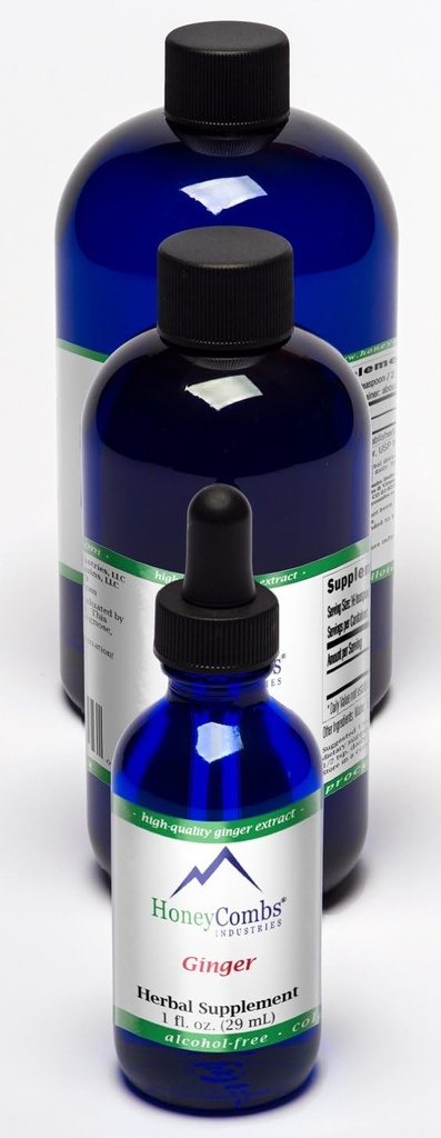 HoneyCombs ג'ינג'ר - תמיכה ב- Circulation, The Liver, קולון, Digest ועוד - אלכוהול-Free Liquid Extraction