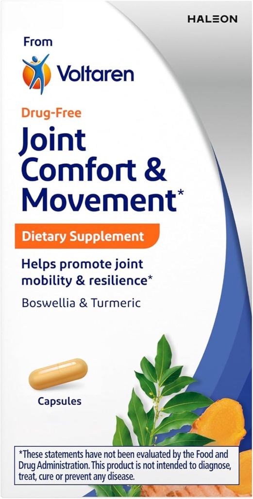Voltaren Joint Comfort and Movement Dietary Supplement from Voltaren, עם Boswellia ו Turmeric לתמיכה משותפת, תנועה וגמישות - 30 Countבק
