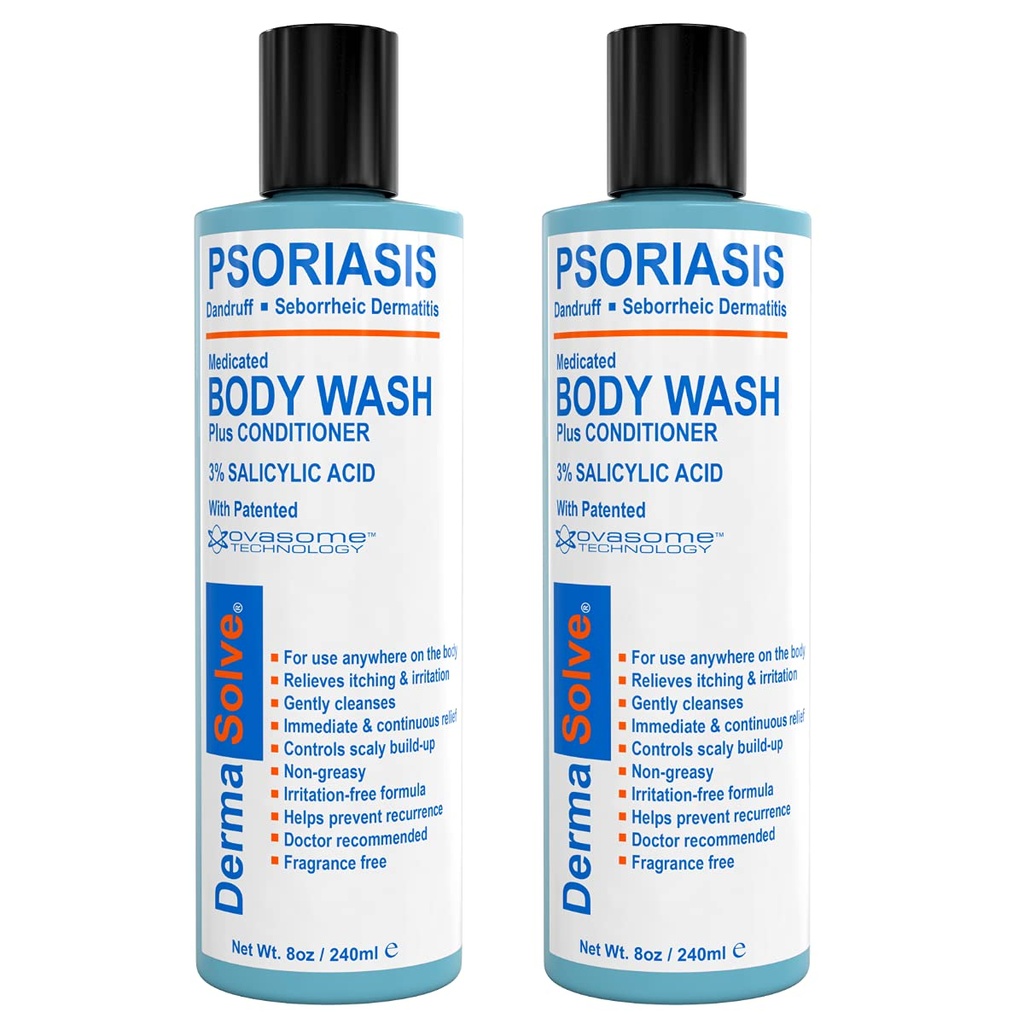 Dermasolve medicated Psoriasis Body Wash - 2Pack (8.0 oz כל אחד) - פרובנס כדי לספק הקלה מ Psoriasis, אקסמה & Seborrheic Dermatitis, דוקטור מומלץ עבור יבש, אישי, רד, פלמקי, Scaly Skin