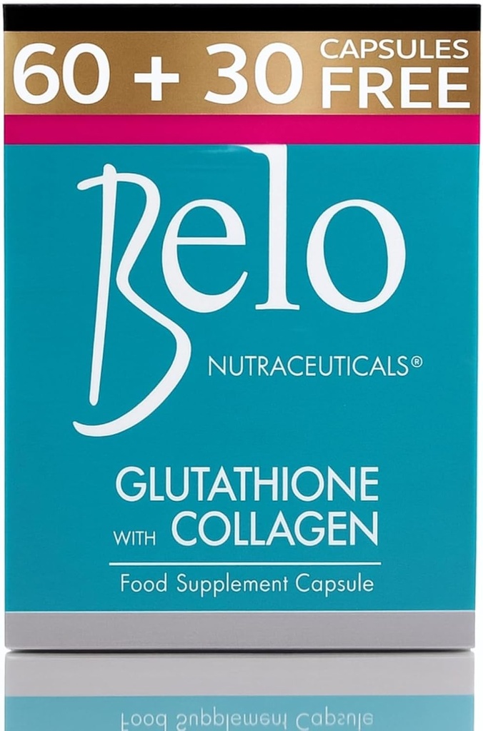 Belo Essentials Glutathione + Collagen Skin Whitening קפסולות 60 קפסולות תוספת גודל גדול