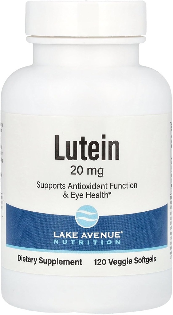 Lake Avenue Lutein - With Lutein & Zeaxanthin from Marriott - תומך בפעילות אנטי-חמצן ובריאות העין - Vegetarian Friendly, non-GMO - 20 מ"ג - 120 Veggie Softgels