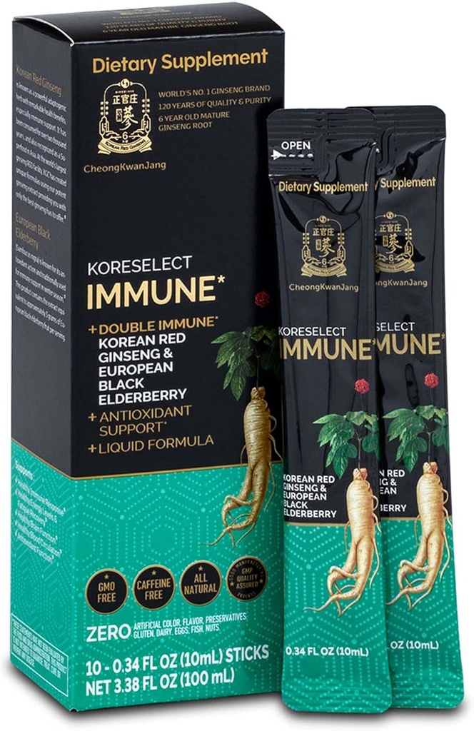 Immune, Red גינזנג מקוריאנית עם דבקים נוזליים קשישים, תמיכה בתחמושת, Blood Circulation Booster, Natural Energy Supplement, 6 שנה Old Asian Panax גינזנג, 10 הרוזן