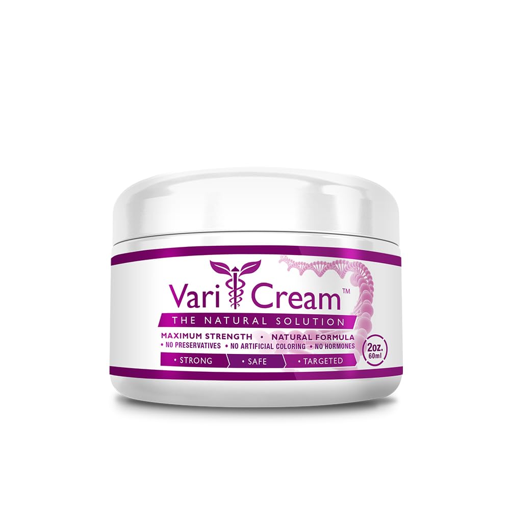 VariCream - Varicose & Spider Veins Cream - Tocopherol Acetate, Butcher's Broom, Witch Hazel - 1 Jar - 2 Oz.