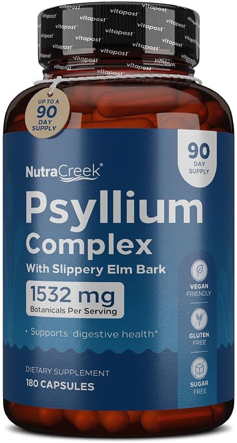 Psyllium Complex | 11-Ingredient Psyllium Husk כמוסות עם אבקת Psyllium, Slippery Elm & הג'ינג'ר כדי לנקות את בריאות מערכת התמיכה | 180 קפסולות