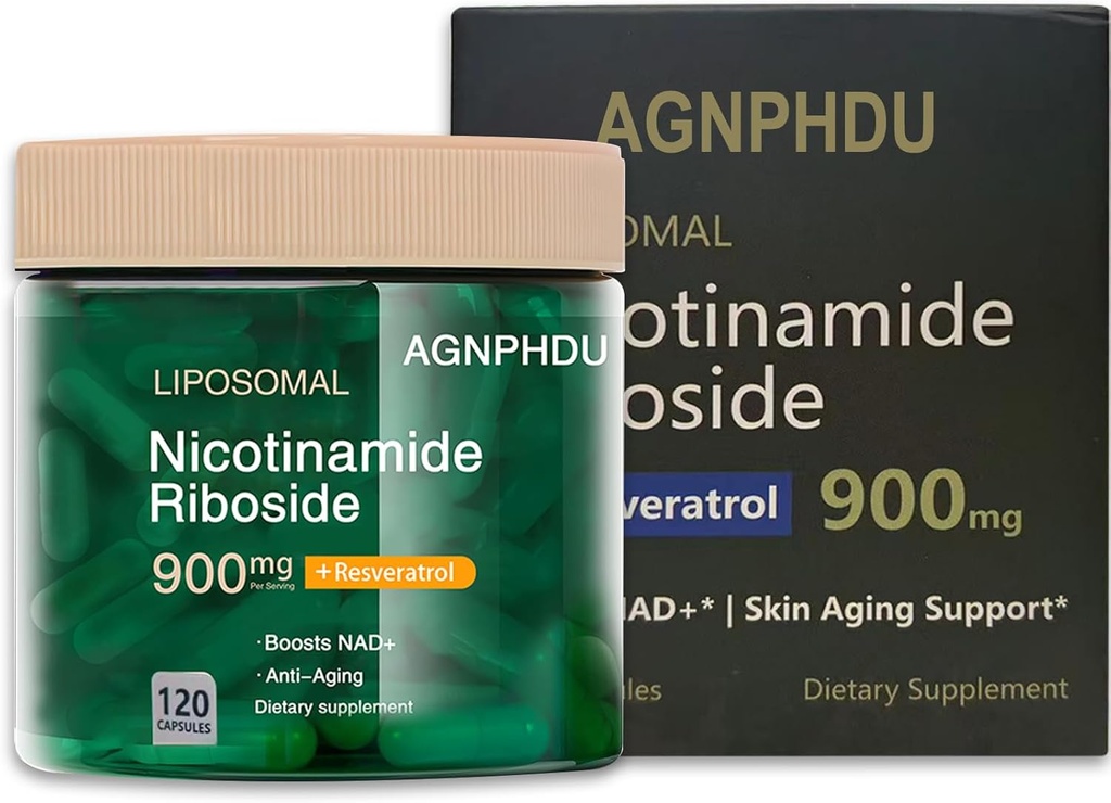 AGNPHDU- Liposomal Nicotinamide Riboside 120 קפסולות,Resveratrol, Quercetin - NAD תוספת עבור אנטי-Aging, אנרגיה, Focus 900mg Dietary תוסף