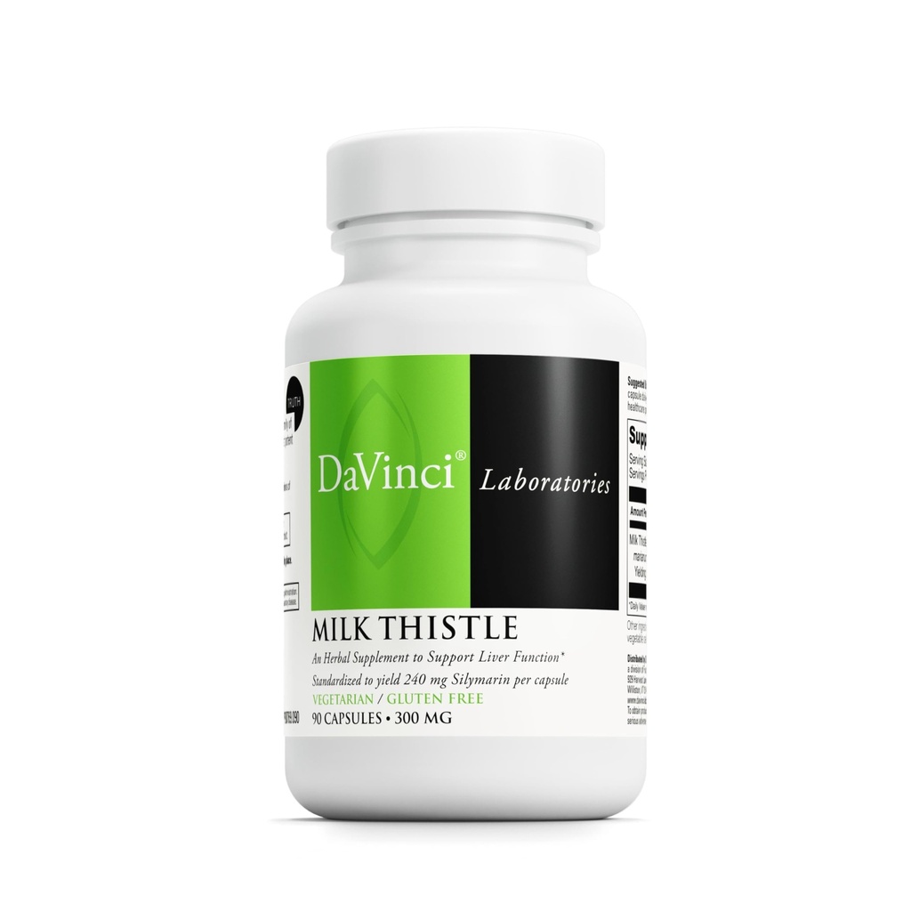 DAVINCI Labs Milk Thistle - תוספת תזונתית לתמיכה ב- Liver Detoxification and Function, Kidney Health and Health Digestion* - With Milk Thistle ועוד - Gluten-Free 90 Vegetarian כמוסות