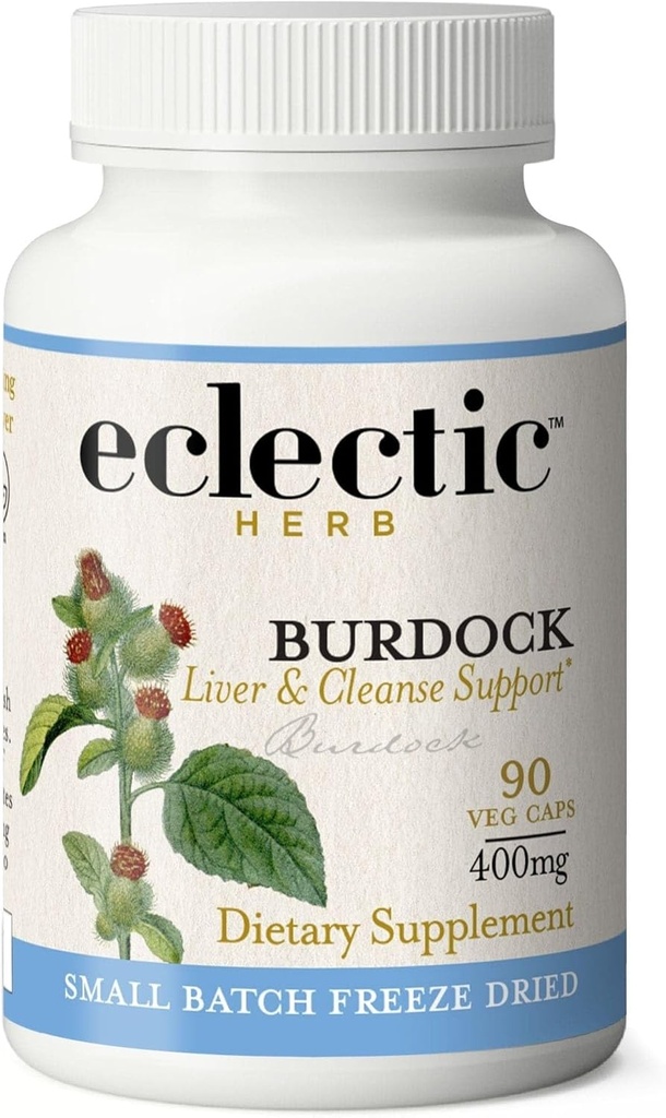 ECLECTIC INSTITUTE Raw Fresh Freeze-Dried non-GMO Burdock | תמיכה ב- 90 CT (400 מ"ג)